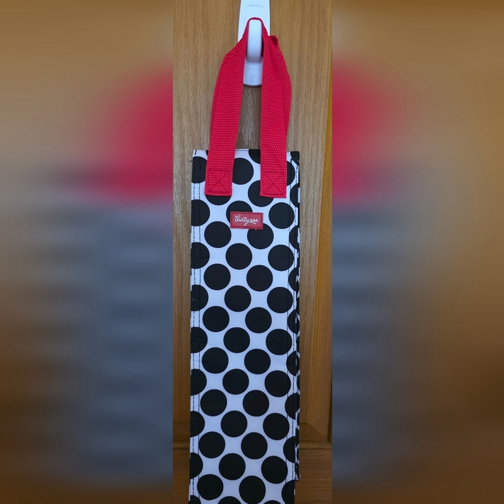 Thirty-One Black White Polka Dot Wine Carrier